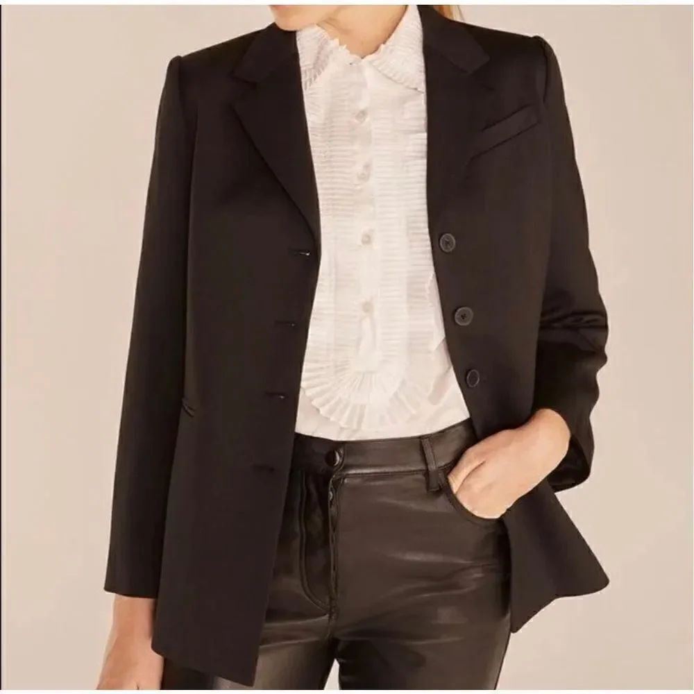 REBECCA TAYLOR - Tall Wool Satin Blazer in Black